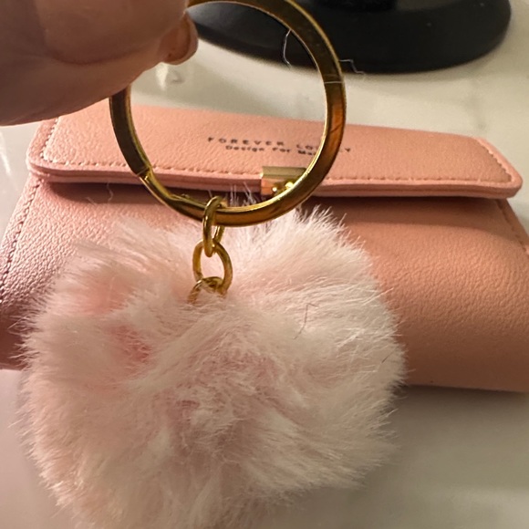 Pink Wallet with Pom Pom Keychain All Inclusive NWOT - Picture 2 of 5
